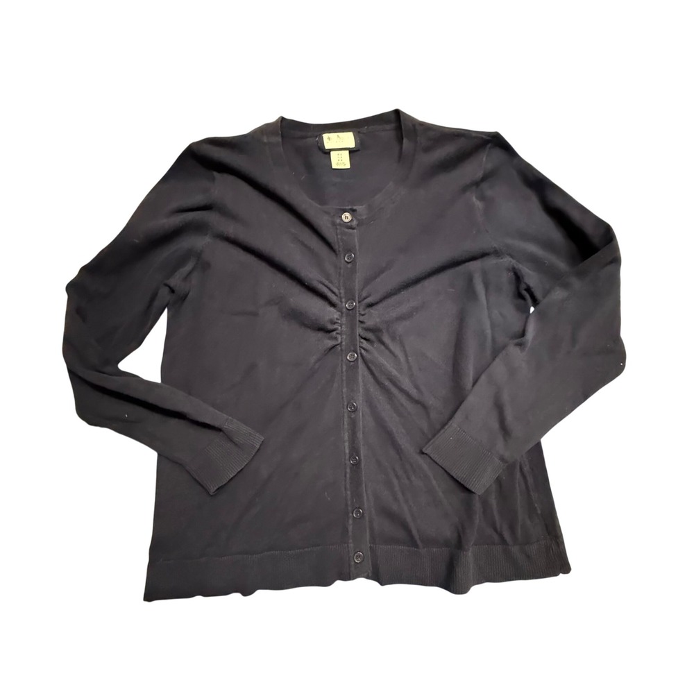 Motherhood Maternity‎ Cardigan Womens Large Ruched Front Navy Blue Knit Top